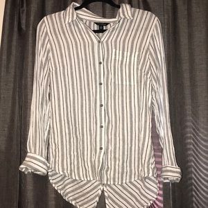 lucky brand striped button down long sleeve blouse